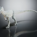 Detailed White Dinosaur Model Standing On Gray Background With Reflection 3d model