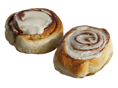 Freshly Baked Cinnamon Rolls With Creamy White Frosting And Soft Texture 3d model