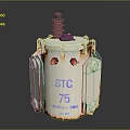 Industrial Equipment Featuring Rusty Surface Metal Brackets Top Insulator And STC 75 Marking