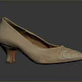Elegant Ferragamo High Heels In Beige Suede With Embroidered Floral Pattern For Daily Life
