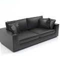 Modern Black Leather Two Seater Sofa With Comfortable Pillows And Sleek Design 3d model