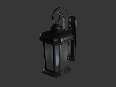Vintage Black Wall Light With Metal Frame Transparent Shade And Curved Top Design 3d model