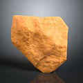 Natural Stone with Rough Yellowish Surface Isolated on Dark Background and Reflective Base 3d model