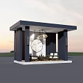 Modern Pavilion Design With Columns Circular Decor And Seats Under Sunset Sky