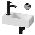 Sleek White Bathroom Wash Basin With Matte Black Faucet And Minimalist Design