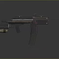 Black Tactical Submachine Gun With Attached Ammunition Cartridge Modern Design And Ergonomic Grip