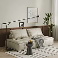 Modern Double Sofa Piedmont Sofa Leather Sofa Modular Sofa Carpet Floor Lamp Hanging Picture Side 3d model