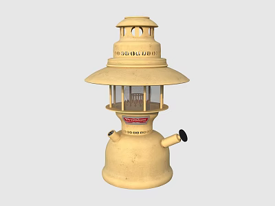 Vintage Cream Colored Candle Lamp With Layered Structure Mesh Shade And Black Knobs 3d model