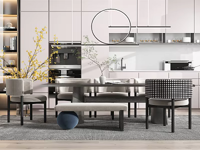 Modern dining table and chair combination fashion 3d model