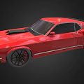 Red Vintage Sports Car With Black Hood Scoop And Modern Black Wheels Design