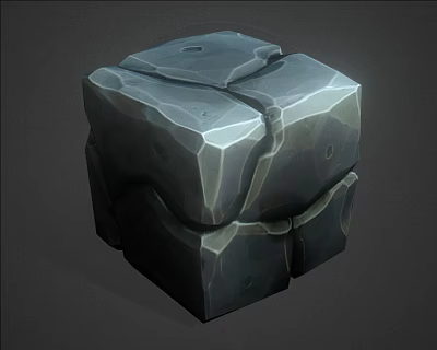 Gray Cracked Stone Cube 3D Model With Rough Surface Texture Design 3d model