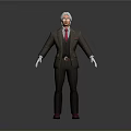 Man In Brown Suit With White Hair Red Tie Waistcoat White Gloves And Red Shoes