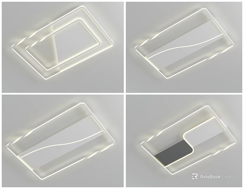 Modern Sleek Ceiling Lights With Geometric Linear Designs And Illumination Features 3d model 