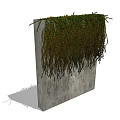 Natural Green Vines Cascading Over Textured Concrete Wall Surface 3d model