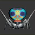 3D Spider Model With Colorful Thermal Head Red White Body And White Legs