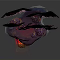 Unique Artistic Tree with Pink Leaves Red Lava Flowing Glowing Base