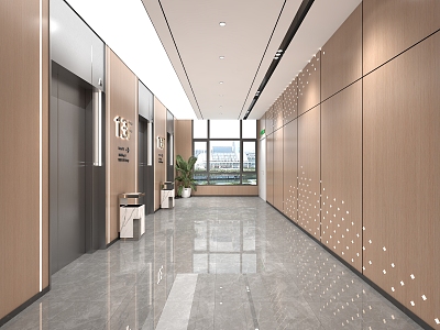 modern elevator hall 3d model