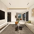 Modern Living Dining Room Interior With TV Wall Sofa Dining Table And Cabinets 3d model