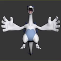 3D Rendered White and Blue Game Movie Character with Outstretched Arms and Open Mouth