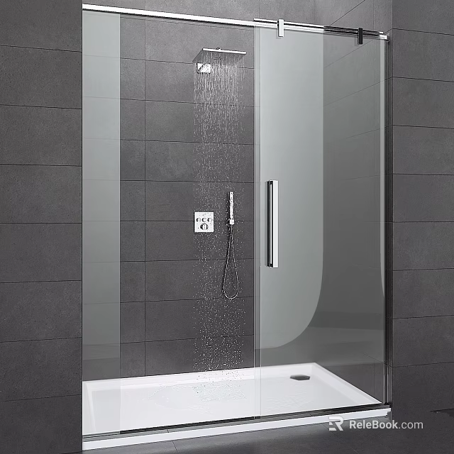 Modern Shower Sauna Design With Glass Enclosure And Rainfall Shower Head 3d model 