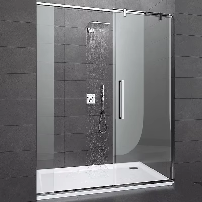 Modern Shower Sauna Design With Glass Enclosure And Rainfall Shower Head 3d model