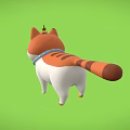 Cute Cartoon Cat with Orange White Fur Head Decoration Blue Collar Bell on Green Background