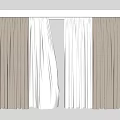 Brown And White Double Layer Curtains With Sheer Panels And Drapes Design