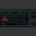 Ergonomic Mechanical Keyboard With Blue Base Black Keys And Red Accent Logo