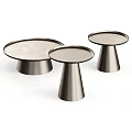 Modern Metal Round Accent Tables Set of Three with Conical Bases and Sleek Design