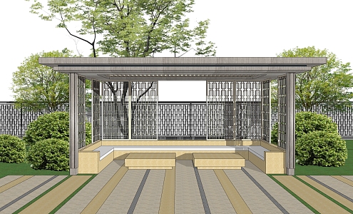 Modern pavilion gallery booth wall 3d model