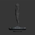 Game Movie Character 3D Model in Hooded Outfit Tight Fitting Suit on Platform Base