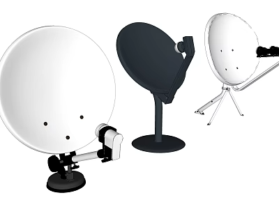 Public Communication Facilities Featuring Satellite Dishes With White Black Colors And Diverse Mount Designs 3d model