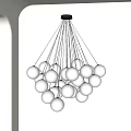 Modern White Sphere Cluster Chandelier With Multiple Hanging Wires For Contemporary Interior