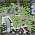 Lush Park Landscape With Green Lawns Winding Paths Trees And Seating Areas
