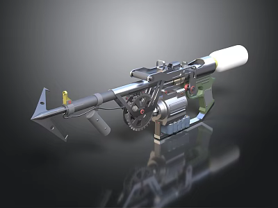 Modern Tactical Weapon With Mechanical Structure White Barrel Gear System And Magazine 3d model