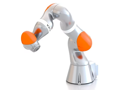High Performance Industrial Robotic Arm Featuring Silver Body And Orange Joints For Precision Manufacturing 3d model