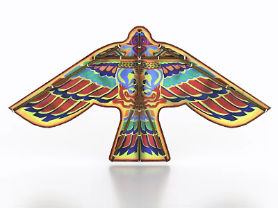 Colorful Eagle Shaped Kite With Vibrant Wing Patterns And Traditional Folk Design 3d model