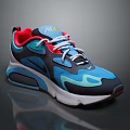 Modern Stylish Sports Shoes With Blue Black Red Accents And White Sole