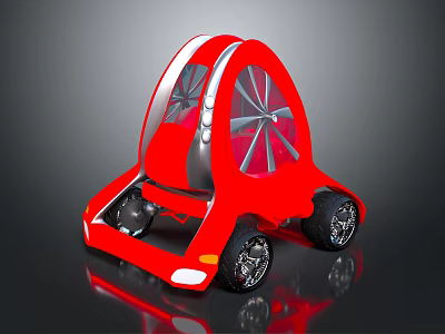 Red Modern Creative Furniture With Unique Wheel Structure And Stylish Design 3d model