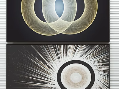 Abstract Wall Art With Circular Rings And Radiant Lines Modern Design 3d model