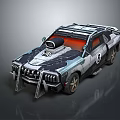 Futuristic Modified Armored Car With Red Interior Black Silver Paint And Roof Equipment