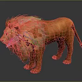 Realistic Lion with Fluffy Orange Mane Standing on Dark Surface 3d model