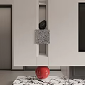 Modern Living And Dining Room Interior With TV Wall Wooden Shelves And Coffee Tables