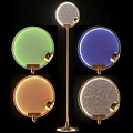 Modern Floor Lamps With Circular Shades Multiple Colors And Golden Stands