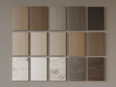 Wood and Marble Texture Material Samples in Various Color Options for Interior Design 3d model