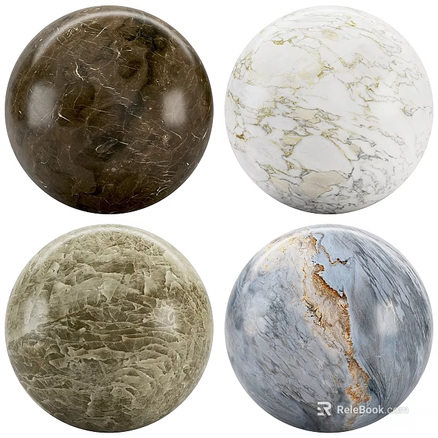 Colorful Textured Marble Sphere Components With Various Natural Patterns And Hues 3d model