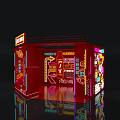 Vibrant Red Neon Decorated Structure Featuring Colorful Lights Bright Patterns And Reflection 3d model