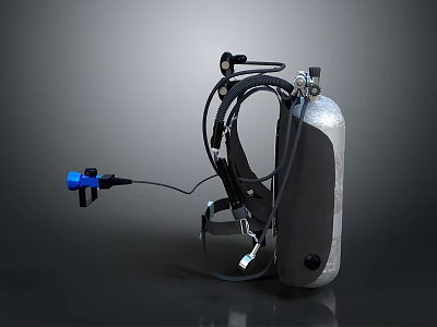 Scuba Diving Equipment With Tank Regulator Mask And Harness 3d model