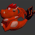 Red Dragon Plush Toy Cartoon Character With White Accents Horns Wings And Sitting Pose