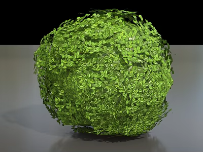 Spherical Green Bush With Lush Leafy Foliage In Round Shape Design 3d model